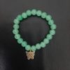 Green Beads Anklet with Butterfly Charm