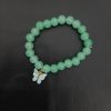 Green Beads Anklet with Butterfly Charm