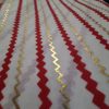 White Soft Cotton Printed Fabric ( 2.5 Meter) Red & Gold Line For Women