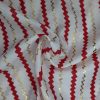 White Soft Cotton Printed Fabric ( 2.5 Meter) Red & Gold Line For Women