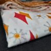 White Soft Cotton Red & Yellow Print Fabric ( 2.5 Meter) For Women