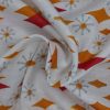 White Soft Cotton Red & Yellow Print Fabric ( 2.5 Meter) For Women