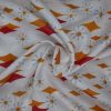 White Soft Cotton Red & Yellow Print Fabric ( 2.5 Meter) For Women